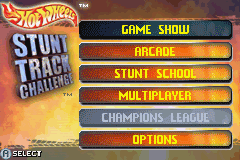 Hot Wheels Stunt Track Challenge title screen for GameBoy Advance
